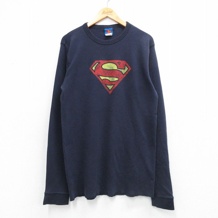 スーパーマン 長袖サーマルTシャツ ネイビー XL | 古着