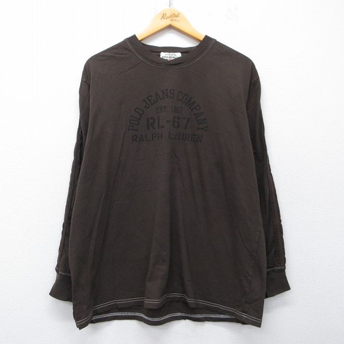 ラルフローレン 長袖Tシャツ ビッグロゴ ブラウン L | 古着