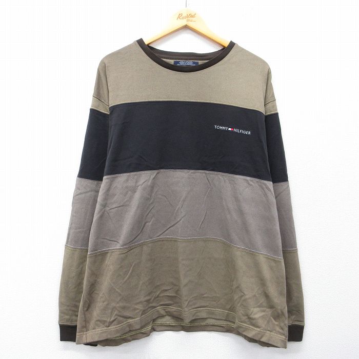 トミーヒルフィガー 90s 長袖Tシャツ ワンポイントロゴ グリーン L | 古着