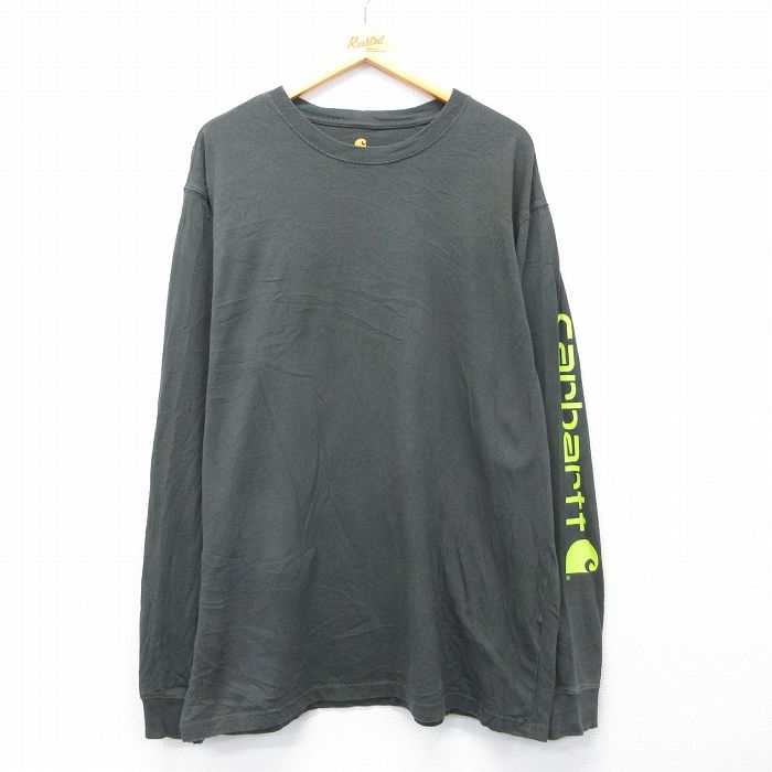 【20%OFF】カーハート 長袖Tシャツ ビッグロゴ グリーン L | 古着