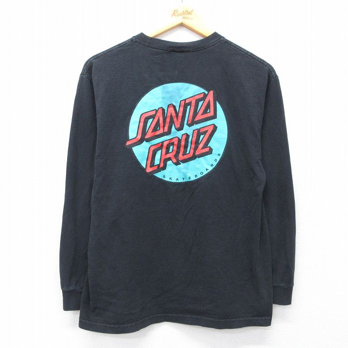 M★古着 長袖 Tシャツ メンズ サンタクルーズ コットン クルーネック 黒 26mar04