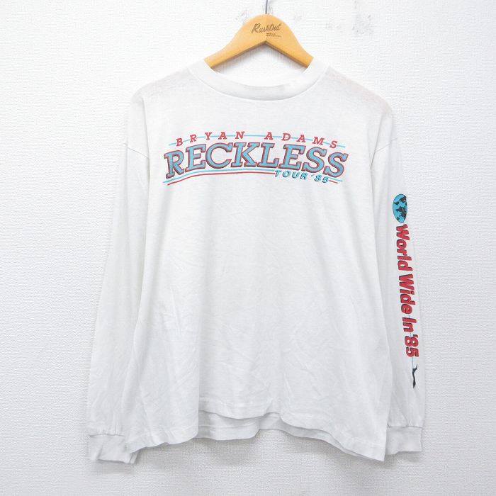 80s 長袖Tシャツ ブライアンアダムス ホワイト XL | 古着