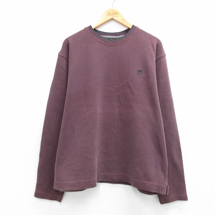 XL★古着 ティンバーランド 長袖 ビンテージ Tシャツ メンズ 00年代 00s ワンポイントロゴ 大きいサイズ コットン クルーネック エンジ系他 26mar12