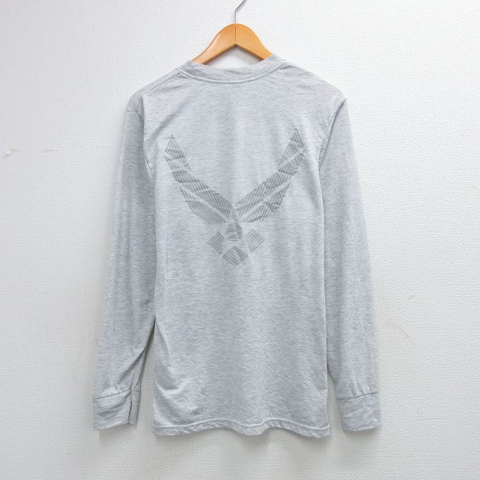 L★古着 長袖 ビンテージ Tシャツ メンズ 90年代 90s ミリタリー USエアフォース リフレクター クルーネック USA製 グレー 霜降り 26mar13