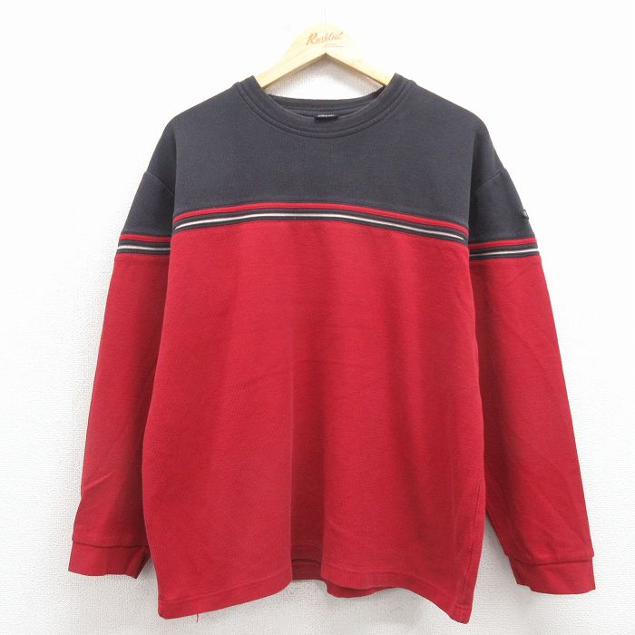 XL★古着 ビューグルボーイ 長袖 Tシャツ メンズ コットン Vネック 赤 26mar21