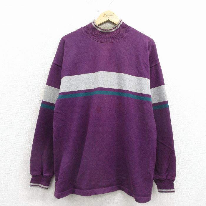 エルエルビーン 80s 長袖Tシャツ モックネック パープル L | 古着