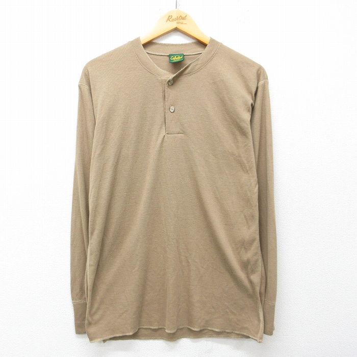 カベラス 90s 長袖Tシャツ ヘンリーネック ベージュ メンズM相当 | 古着