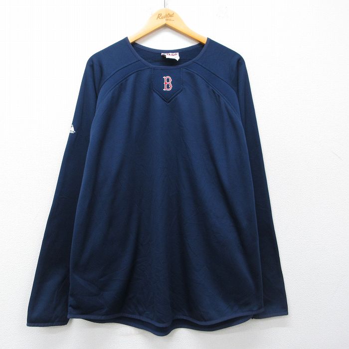 マジェスティック ラグラン長袖Tシャツ MLB アトランタブレーブス ネイビー XL | 古着