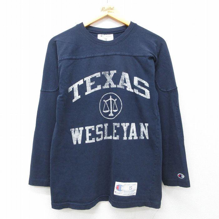 チャンピオン 長袖フットボールTシャツ テキサス ネイビー メンズM相当 | 古着