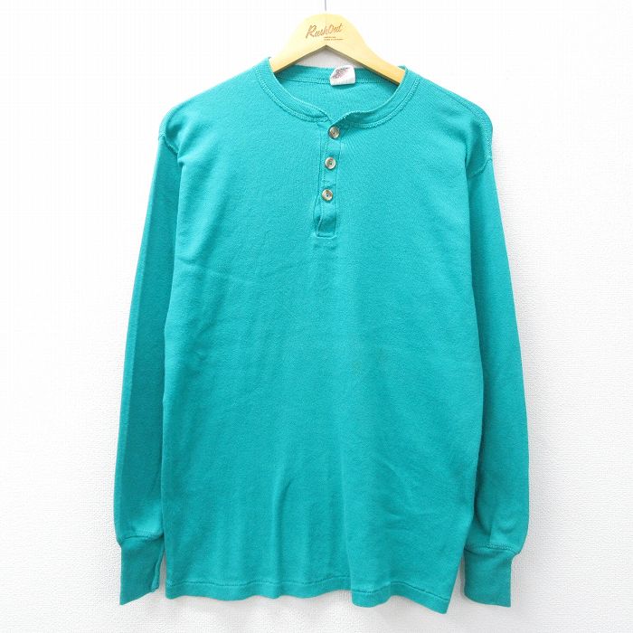 90s 長袖Tシャツ 青緑 メンズL相当 | 古着