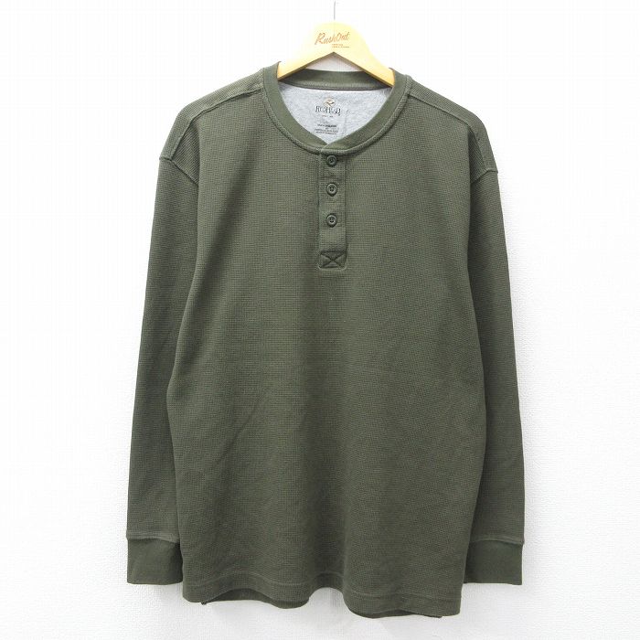 レッドヘッド 長袖サーマルTシャツ ヘンリーネック グリーン メンズXL相当 | 古着
