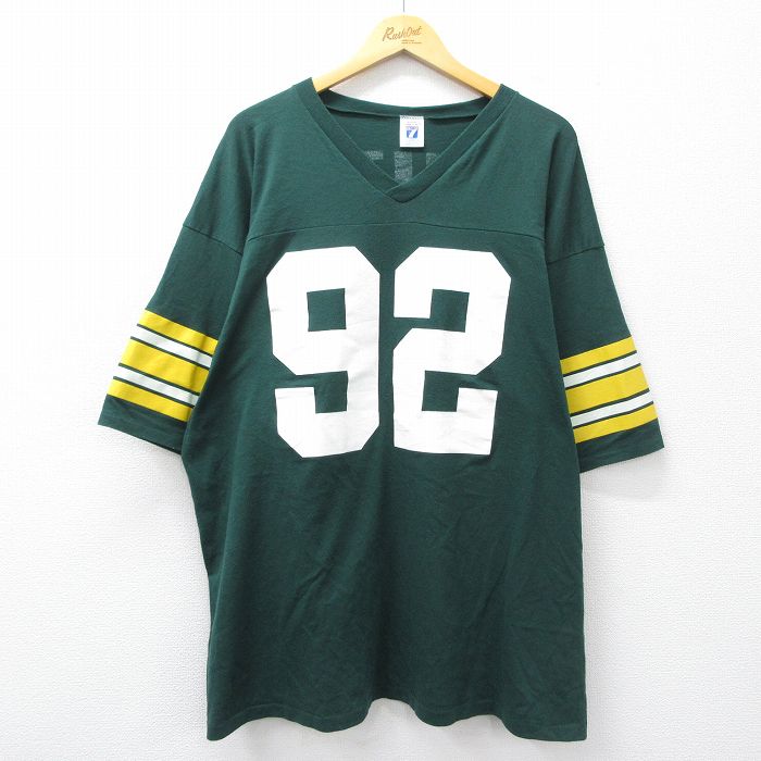 90s 半袖フットボールTシャツ NFL グリーンベイパッカーズ グリーン メンズXL相当 | 古着