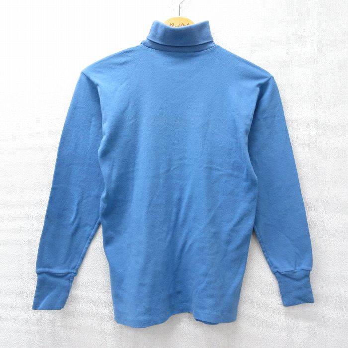 S★古着 長袖 ビンテージ Tシャツ メンズ 90年代 90s 無地 コットン タートルネック ハイネック 薄紺 26apr01