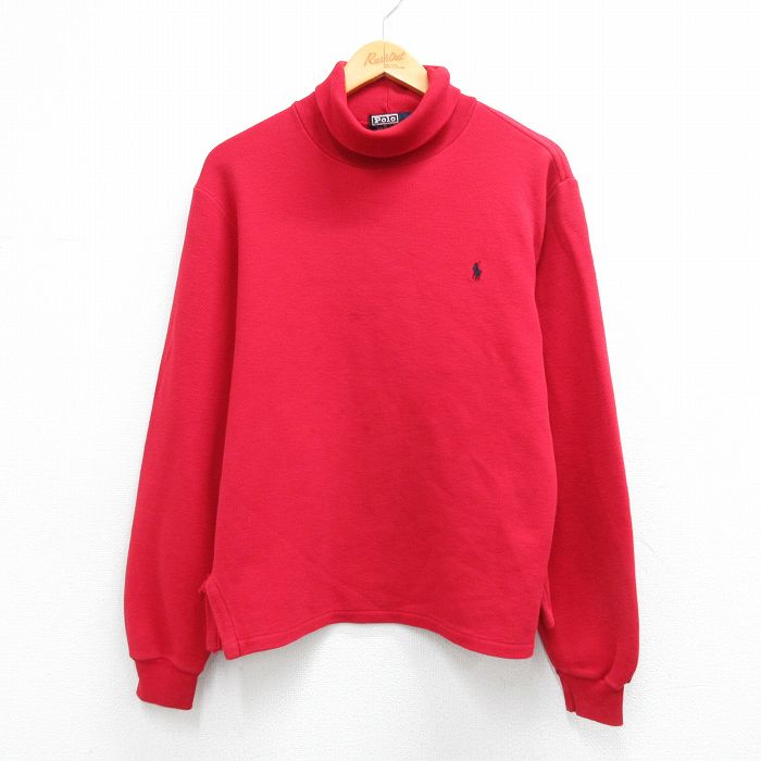 ラルフローレン 90s 長袖Tシャツ ワンポイントロゴ レッド メンズL相当 | 古着