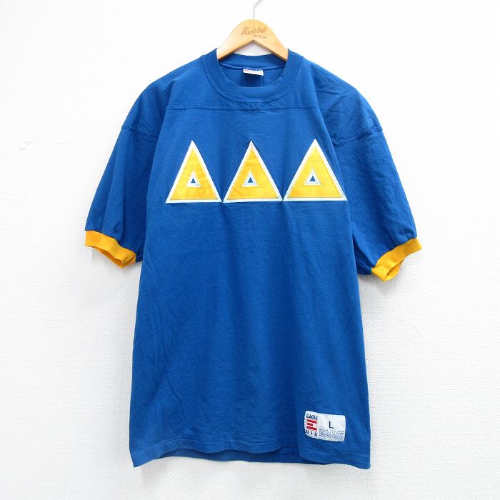 デルタ 90s 半袖フットボールTシャツ ブルー メンズL相当 | 古着