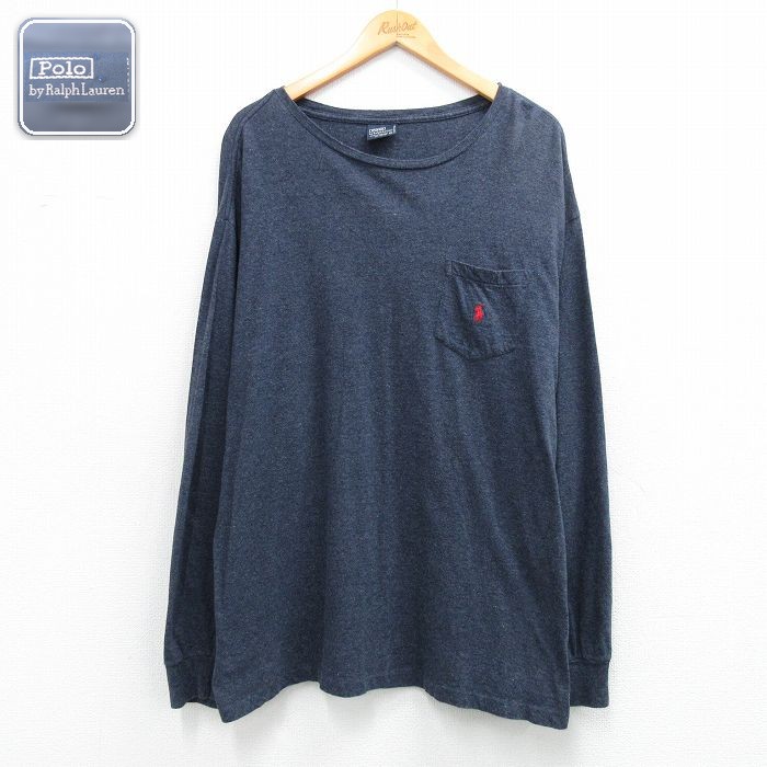 ラルフローレン 長袖Tシャツ ワンポイントロゴ ネイビー メンズXL相当 | 古着
