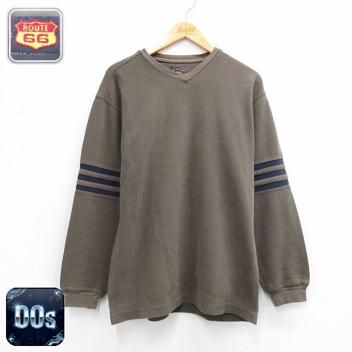 ルート66 00s 長袖Tシャツ Vネック ブラウン メンズL相当 | 古着