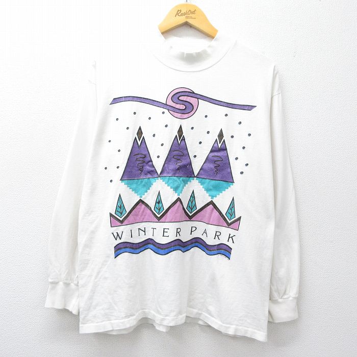 90s 長袖Tシャツ WINTER PARK ホワイト XL | 古着