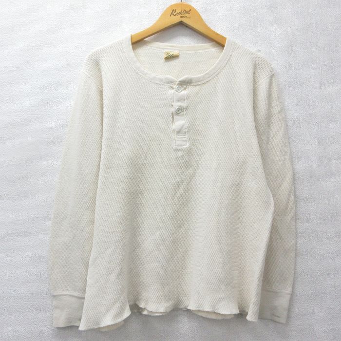 セントジョンズベイ 90s 長袖ヘンリーネックTシャツ 生成り ベージュ メンズL相当 | 古着