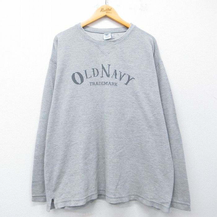 オールドネイビー 00s 長袖Tシャツ ビッグロゴ グレー XL | 古着