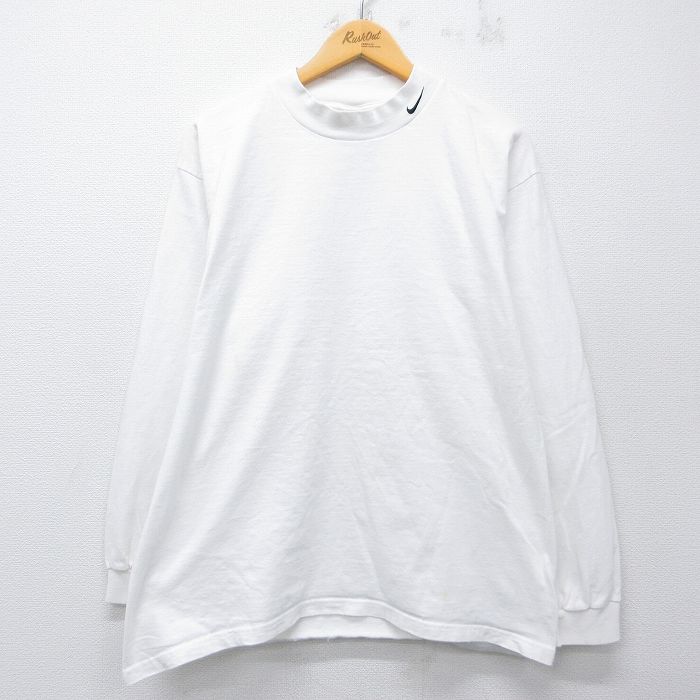 ナイキ 00s 長袖Tシャツ ワンポイントロゴ ホワイト XL | 古着