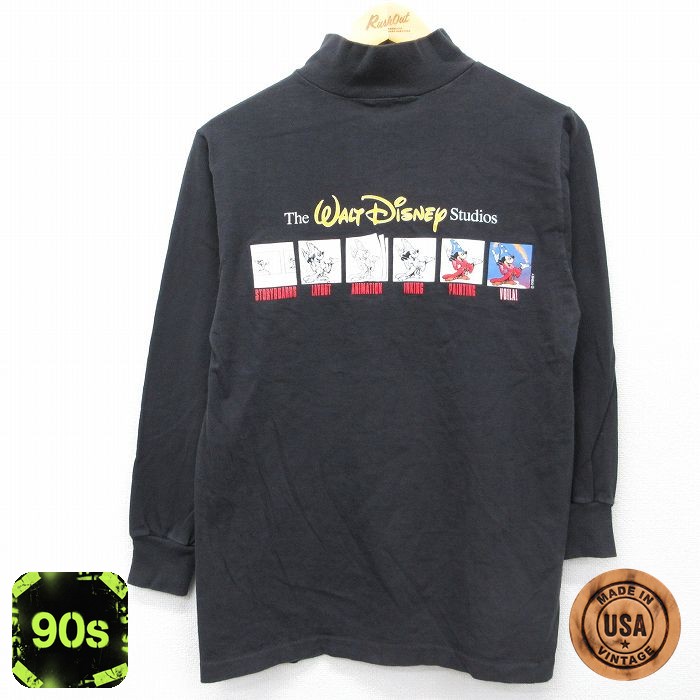 ディズニー 90s 長袖Tシャツ ファンタジア ブラック メンズM相当 | 古着