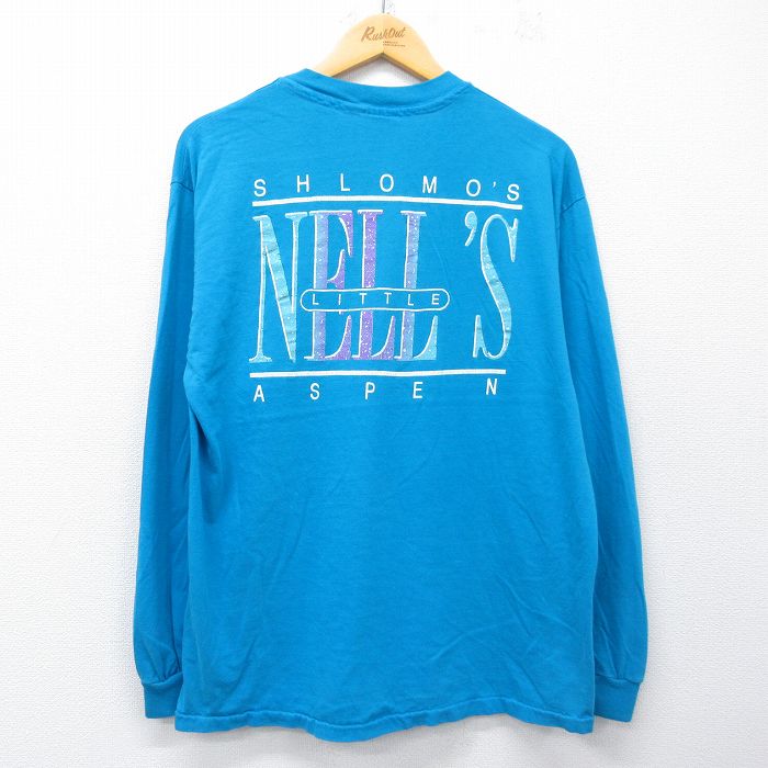 ヘインズ 90s 長袖Tシャツ NELLS ライトブルー L | 古着