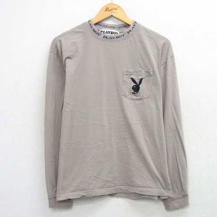 プレイボーイ 長袖Tシャツ ワンポイント ベージュ XL | 古着