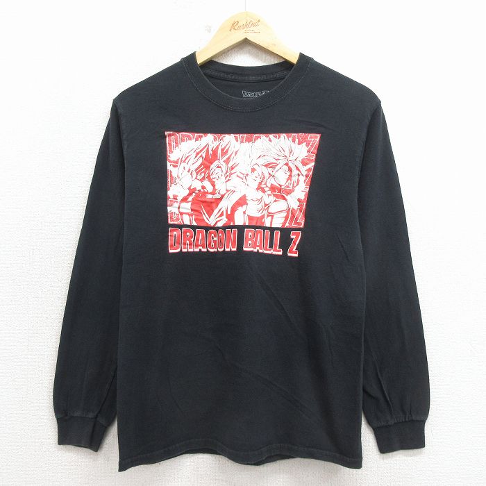 S★古着 長袖 Tシャツ メンズ アニメ ドラゴンボールZ コットン クルーネック 黒 26apr06