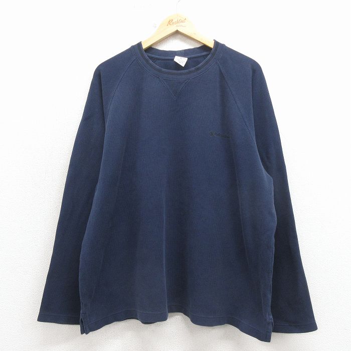 コロンビア 00s 長袖Tシャツ ワンポイントロゴ ネイビー メンズXL相当 | 古着
