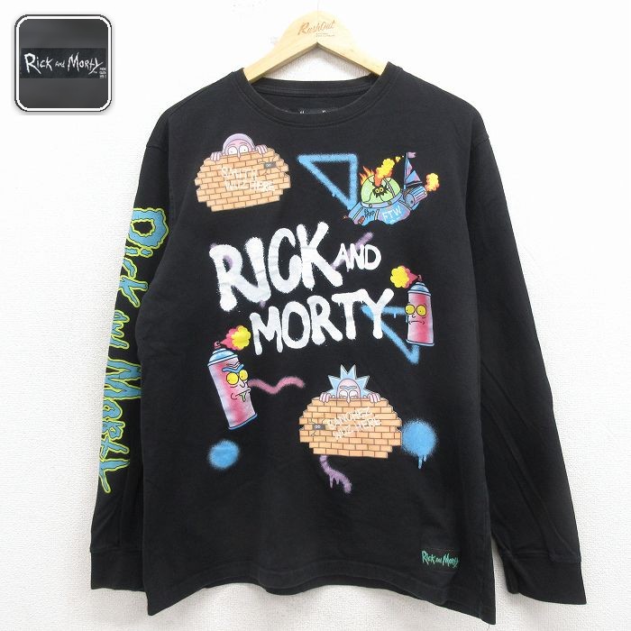 長袖Tシャツ リックアンドモーティ ブラック メンズXL相当 | 古着