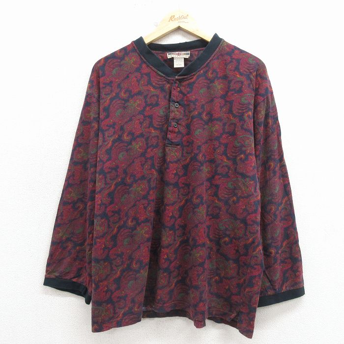 00s 長袖Tシャツ ペイズリー柄 バーガンディ メンズXL相当 | 古着