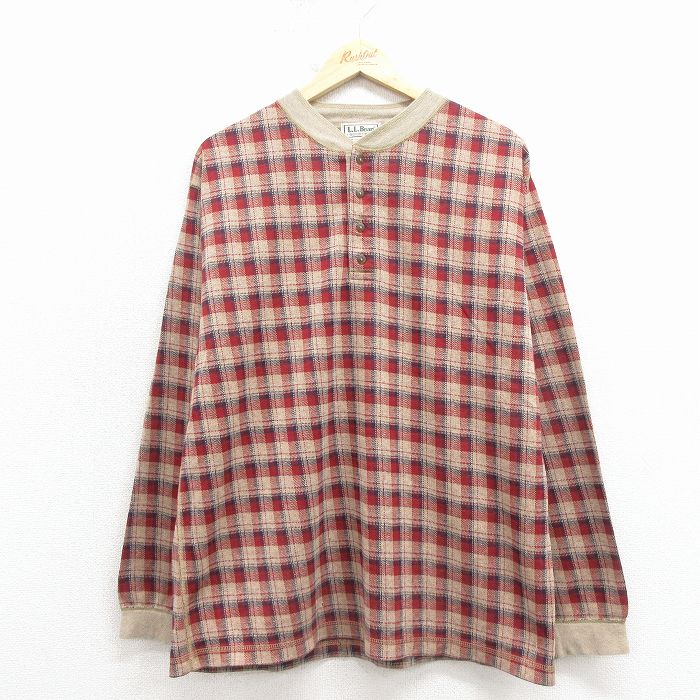 エルエルビーン 90s 長袖Tシャツ チェック ベージュ メンズXL相当 | 古着