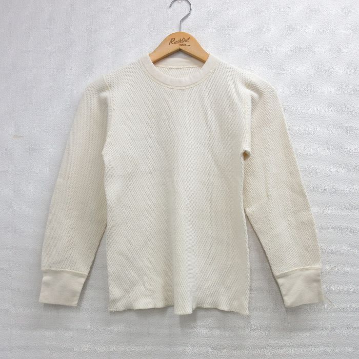 長袖サーマルTシャツ 生成り ベージュ メンズXS相当 | 古着