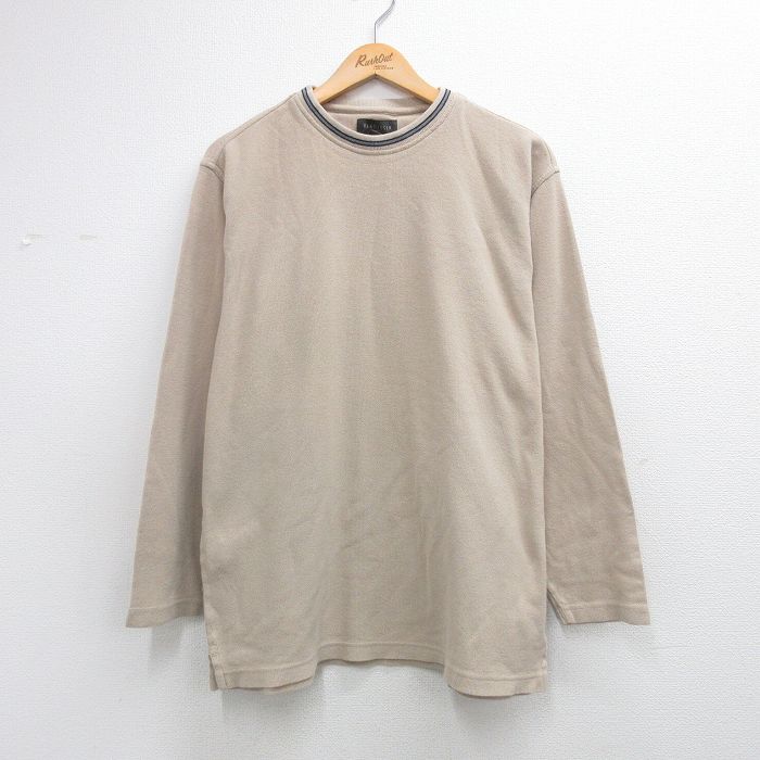 XL★古着 バンヒューセン 長袖 ビンテージ Tシャツ メンズ 00年代 00s 無地 コットン クルーネック ベージュ 26apr14