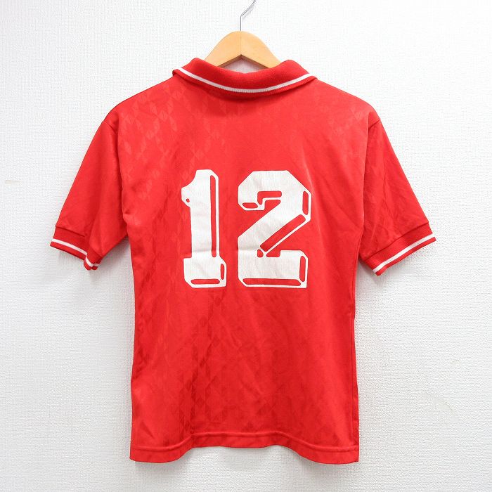 90s 半袖サッカーシャツ BRIDGEWATER レッド S キッズ | 古着