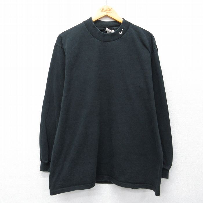 ナイキ 90s 長袖Tシャツ ワンポイントロゴ ブラック XL | 古着