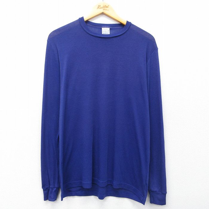XL★古着 パタゴニア patagonia 長袖 ビンテージ Tシャツ メンズ 90年代 90s キャプリーン 無地 クルーネック USA製 青 26apr16