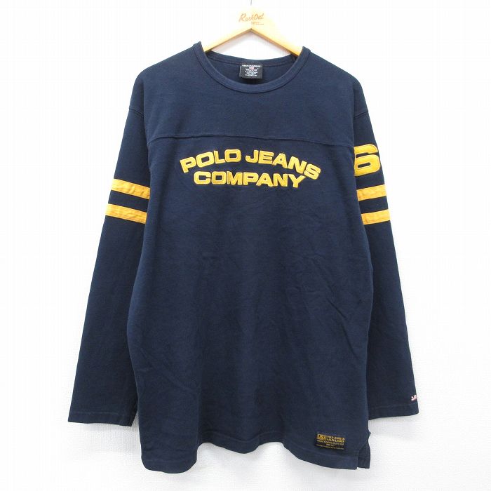 ラルフローレン 長袖Tシャツ ビッグロゴ ネイビー XL | 古着