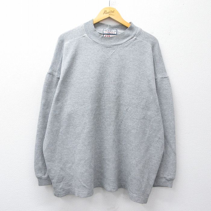 90s 長袖Tシャツ モックネック グレー メンズXL相当 | 古着