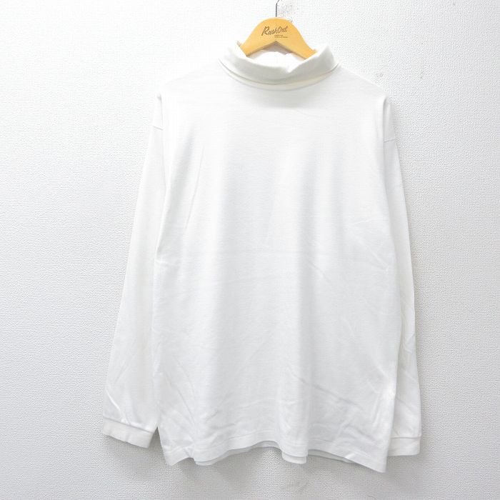 XL★古着 エルエルビーン 長袖 ビンテージ Tシャツ メンズ 90年代 90s 無地 大きいサイズ コットン タートルネック ハイネック USA製 白 26apr22