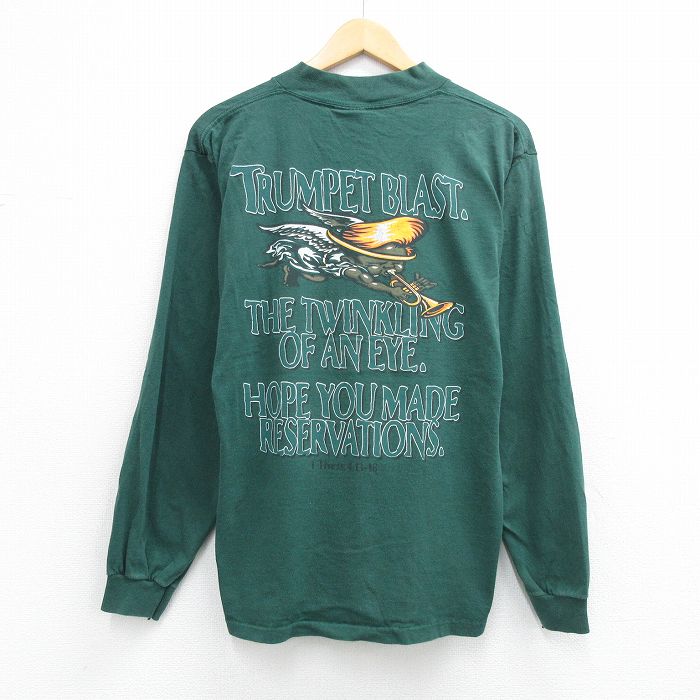 90s 長袖Tシャツ トランペット グリーン メンズL相当 | 古着