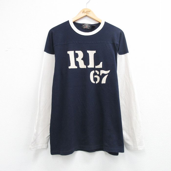 ラルフローレン 長袖Tシャツ ビッグロゴ ネイビー メンズXL相当 | 古着
