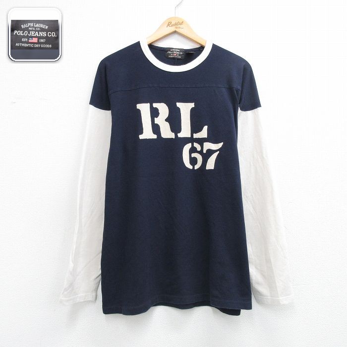 ラルフローレン 長袖Tシャツ ビッグロゴ ネイビー メンズXL相当 | 古着