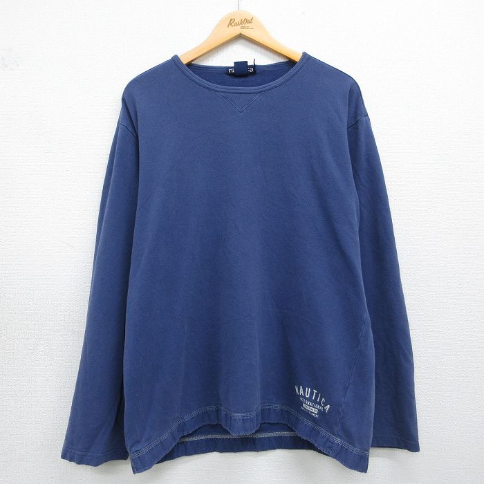 ノーティカ 90s 長袖Tシャツ 鹿の子 ネイビー メンズXL相当 | 古着