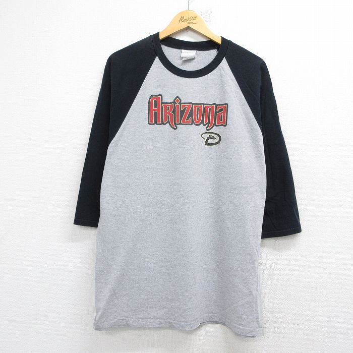 マジェスティック 00s 7分袖Tシャツ アリゾナダイヤモンドバックス グレー XL | 古着