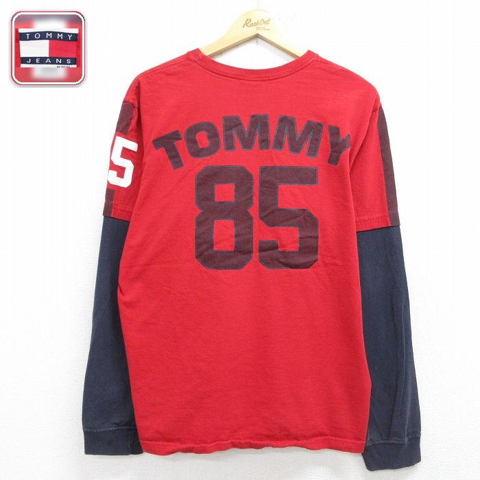 トミーヒルフィガー 長袖Tシャツ ビッグロゴ レッド メンズXL相当 | 古着