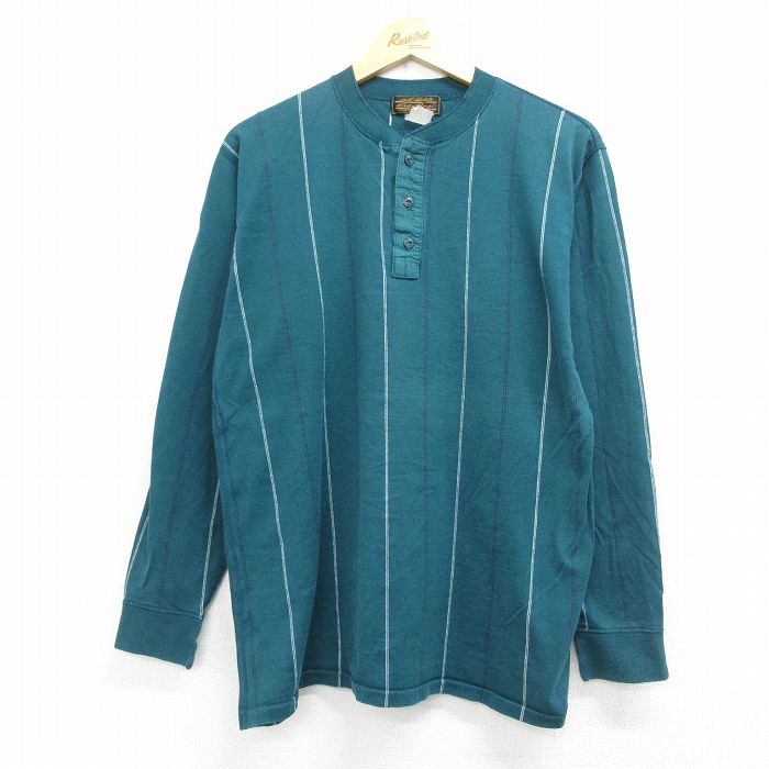 エディーバウアー 90s 長袖Tシャツ ストライプ グリーン メンズXL相当 | 古着