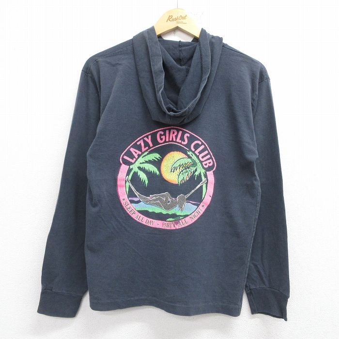 90s 長袖Tシャツ LAZYGIRLSプリント ブラック メンズM相当 | 古着