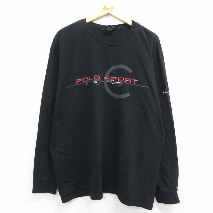 ラルフローレン ポロスポーツ 長袖Tシャツ ビッグロゴ ブラック メンズXL相当 | 古着